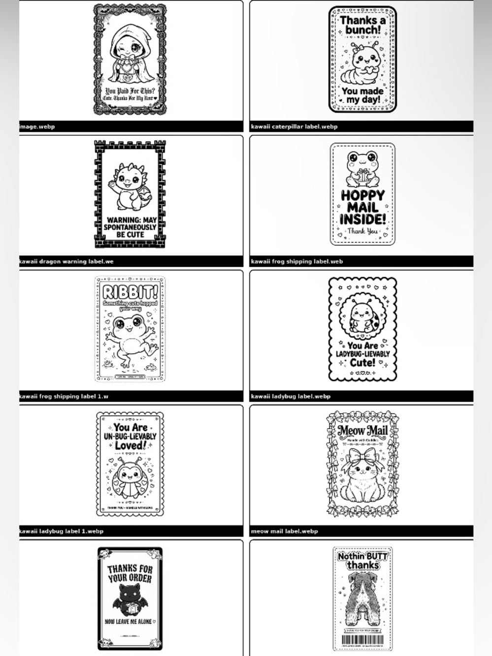 DunDat362’s Design Cute Shipping Labels - Black & White (50) 4x6 stickers - Picture 14 of 17